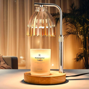 Adjustable height wax melt warmer lamp with timer and dimmer, front view