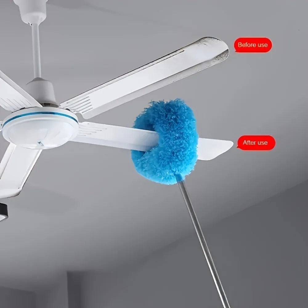 Telescopic Ceiling Fan Cleaner Duster – Reusable Long Handle Cobweb & Dust Remover