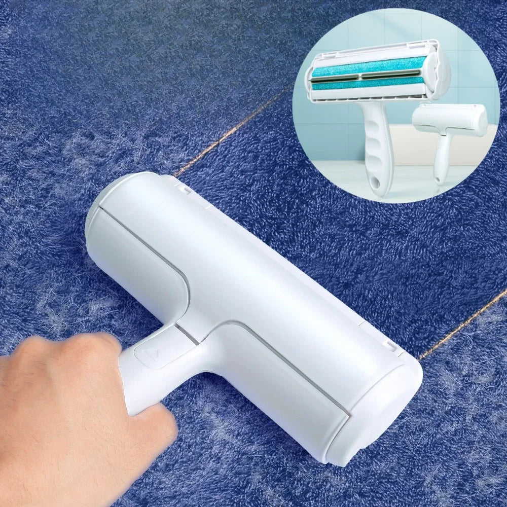Reusable pet hair remover roller with washable lint brush, main product view