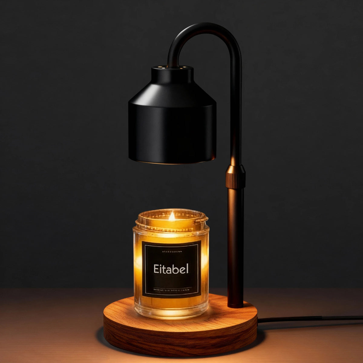 Electric candle warmer lamp with timer and adjustable height melting a jar candle