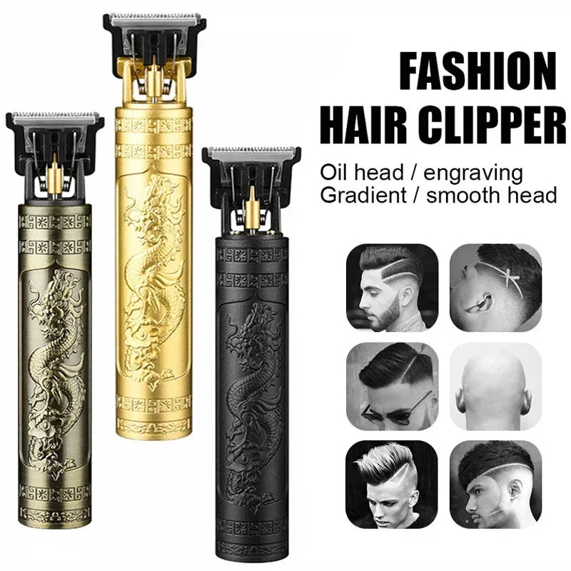 T9 cordless vintage hair clipper with USB charging for men's haircuts