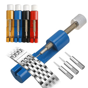 Watch link pin remover tool kit with 3 extra pins for metal watch bands