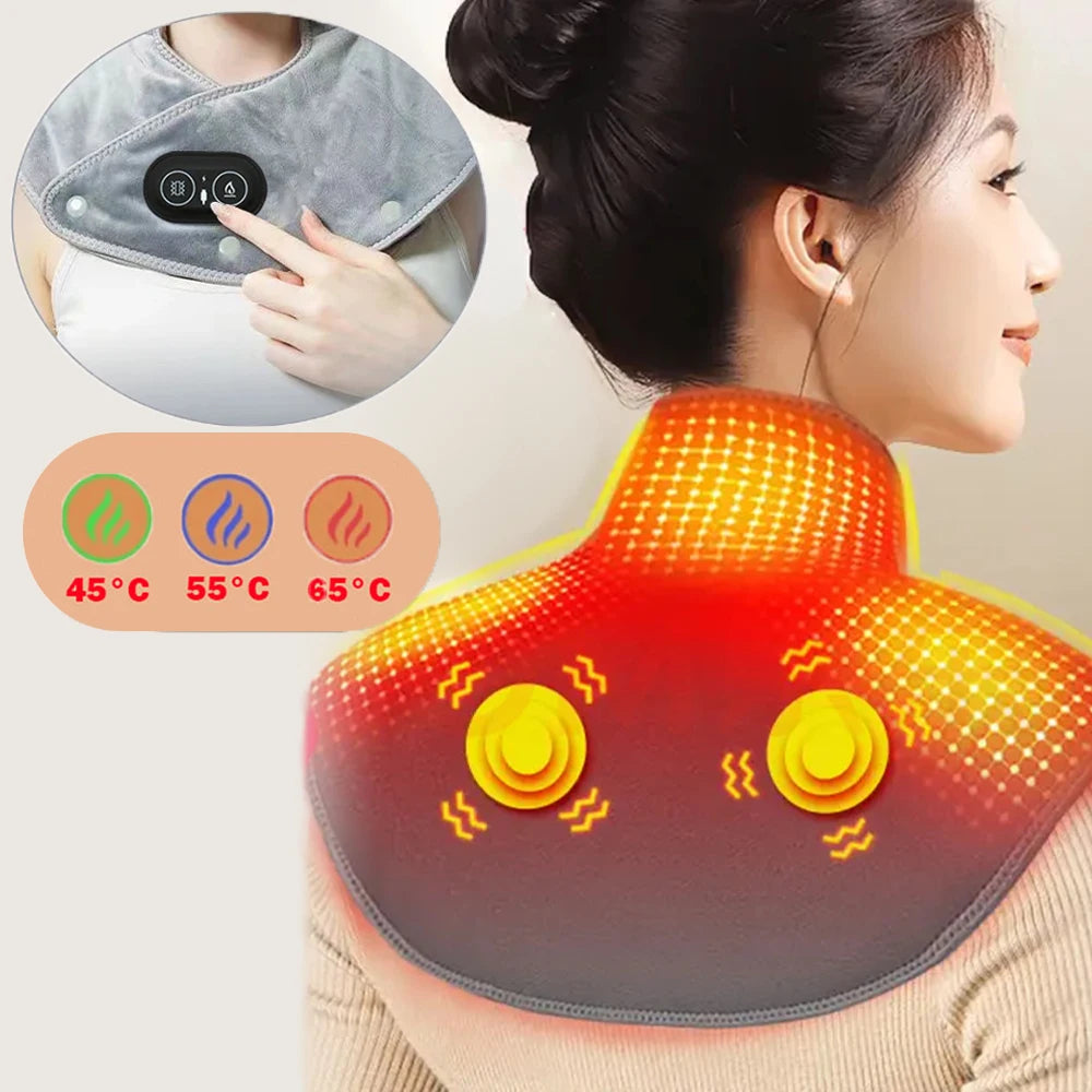 Electric heated neck and shoulder massager with vibration, main product view