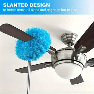 Telescopic ceiling fan duster with long handle, full length view