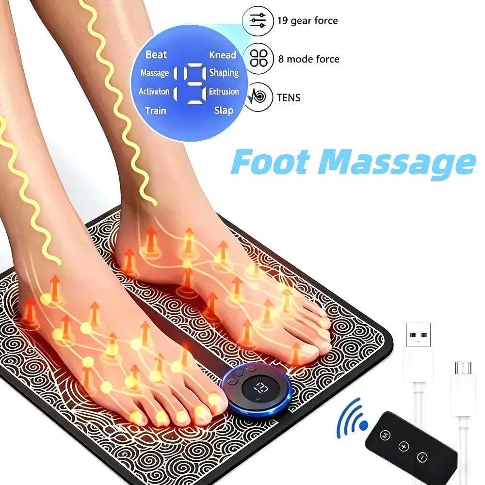 USB rechargeable electric foot massager pad
