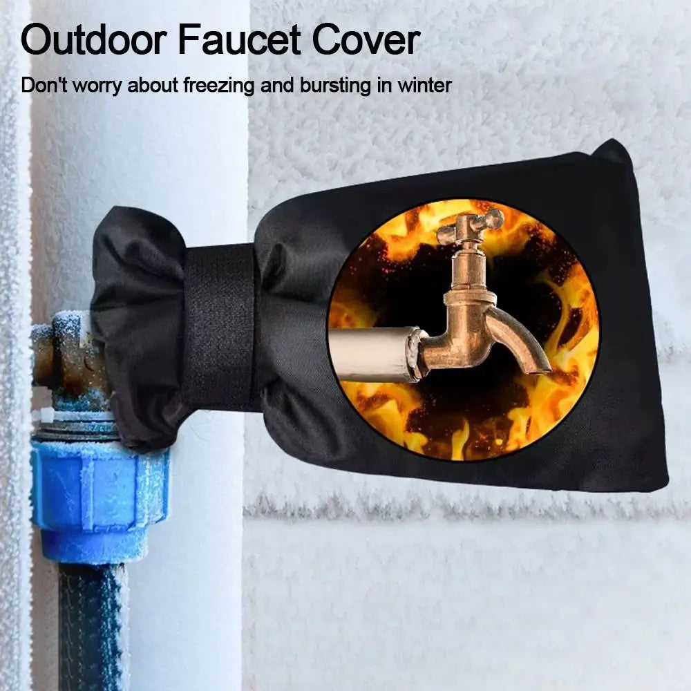 Black outdoor tap cover for frost protection