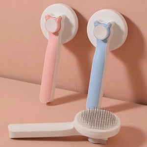 Self cleaning slicker brush for dogs and cats