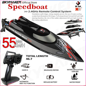 WLtoys WL916 RC racing boat with brushless motor on water