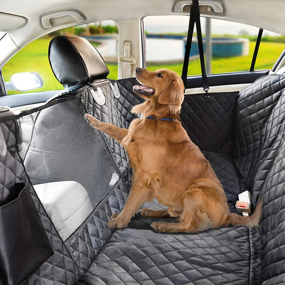 Waterproof dog seat cover for rear seat with mesh window, main product view