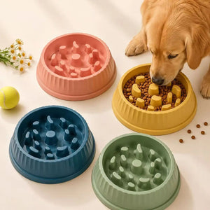 Pet slow feeder bowl with maze design and non-slip base for dogs and cats