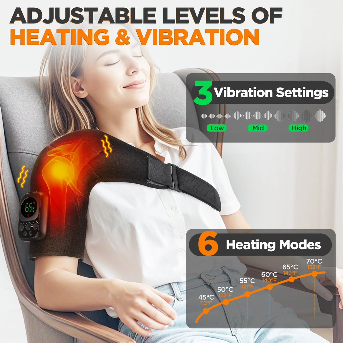 Electric Shoulder Massager Belt – Heated Vibration Back & Shoulder Massage Wrap