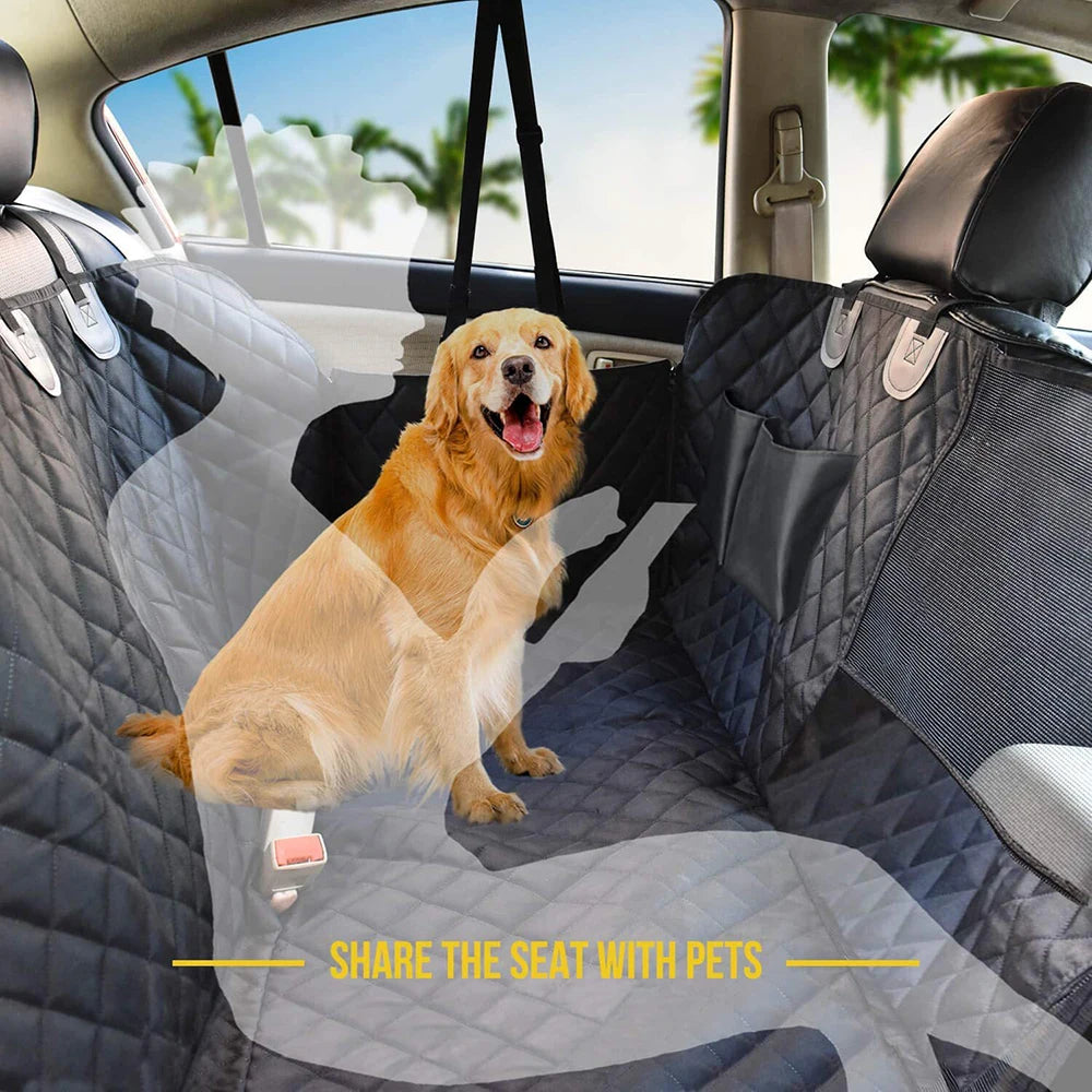 Waterproof Dog Seat Cover for Back Seat – Anti-Slip Car Hammock with Mesh Window