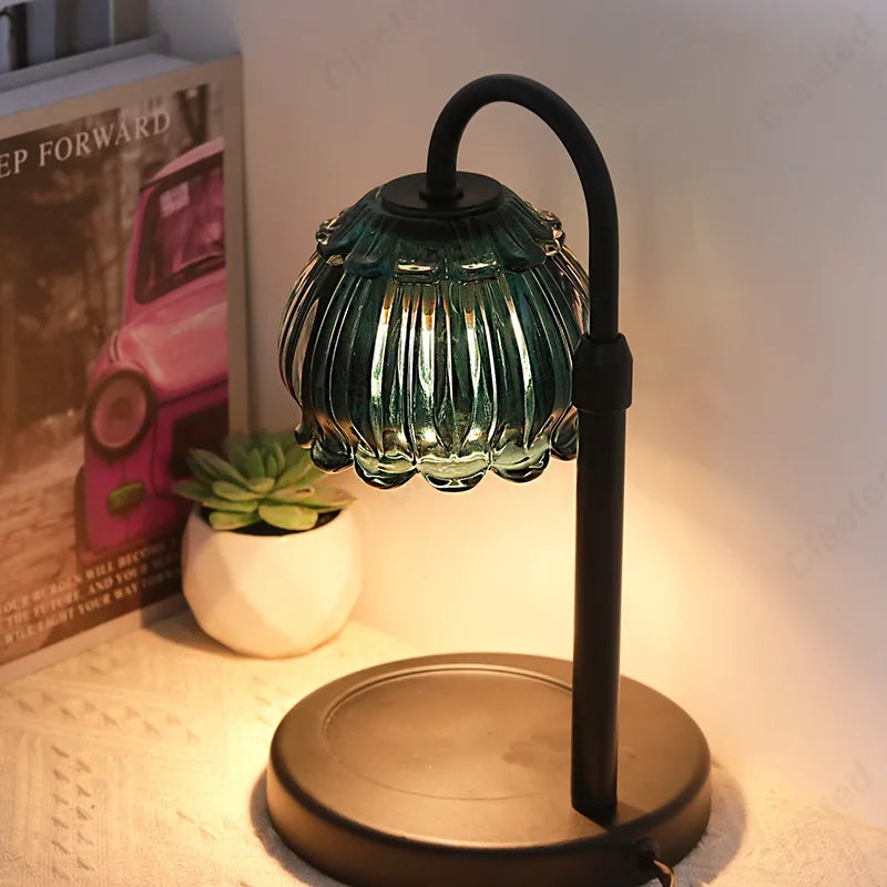 Minimalist wax melting lamp with timer and dimmer, front view