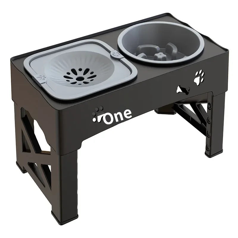 Adjustable Elevated Pet Dining Station – Stainless Steel Slow-Feed Bowl