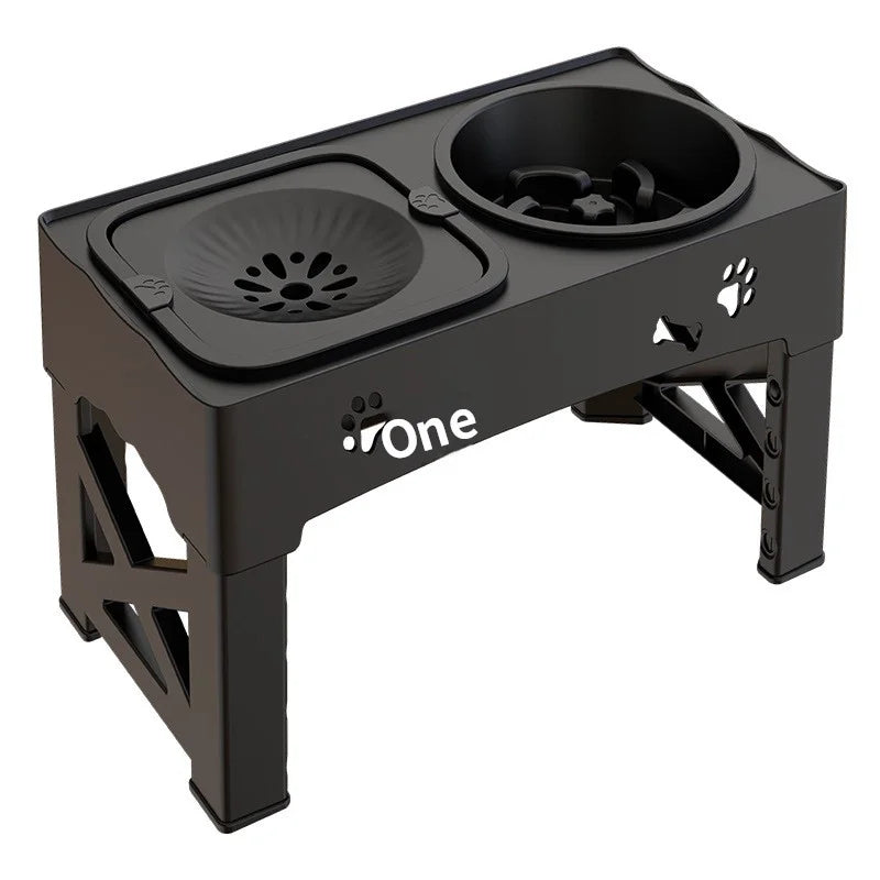 Adjustable Elevated Pet Dining Station – Stainless Steel Slow-Feed Bowl