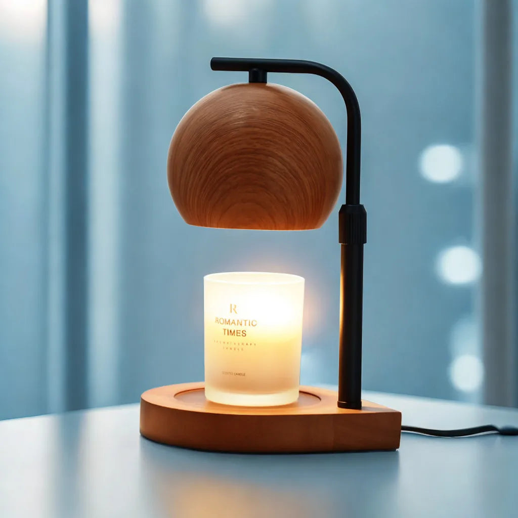 Wooden Candle Warmer Lamp with Timer – Bedside Reading Table Lamp & Fragrance Night Light